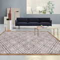 Retro Tribal geometric pattern rug Brown and Blue rug Polyester washable pet-friendly non-slip rug for living room