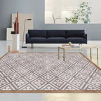 Retro Tribal geometric pattern rug Brown and Blue rug Polyester washable pet-friendly non-slip rug for living room