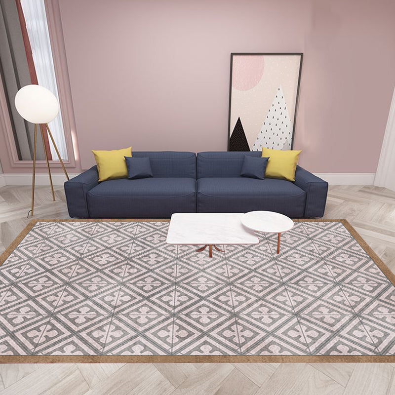 Retro Tribal geometric pattern rug Brown and Blue rug Polyester washable pet-friendly non-slip rug for living room