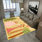 Kids Plant Pattern Carpet Green and Blue Polyester Carpet Washable Pet Friendly Non-Slip Carpet for the Children's Room