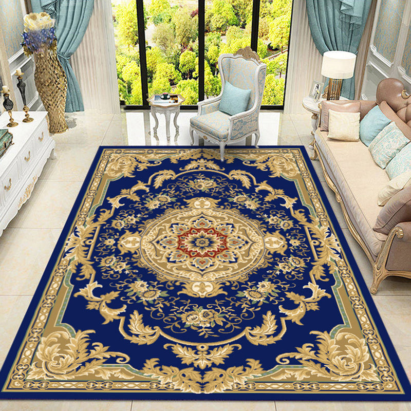 Retro medallion pattern carpet multicolored carpet synthetic washable pet-friendly non-slip carpet for living room