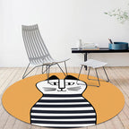 Kids Ship Pattern Rug Beige and Orange Polyester Rug Washable Pet-Friendly Non-Slip Rug for the Children's Room