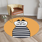 Kids Ship Pattern Rug Beige and Orange Polyester Rug Washable Pet-Friendly Non-Slip Rug for the Children's Room