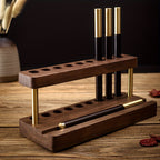Luxury Desk Organizer made of Solid Walnut – With Brass-colored Accents