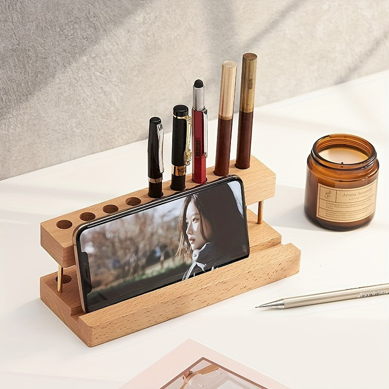 Luxury Desk Organizer made of Solid Walnut – With Brass-colored Accents