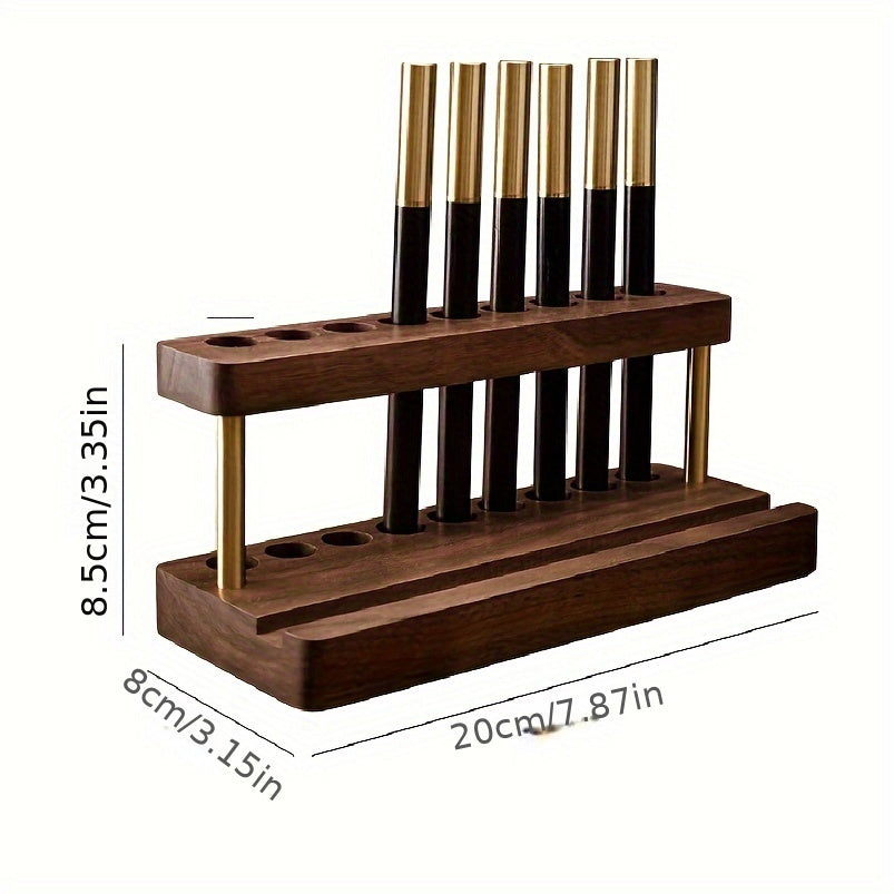 Luxury Desk Organizer made of Solid Walnut – With Brass-colored Accents