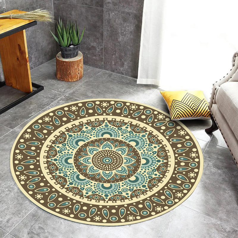 Moroccan Floral Pattern Rug Multicolor Synthetic Rug Washable Pet Friendly Non-Slip Living Room Rug for Bedroom