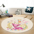 Beautiful Cartoon Animal Pattern Rug Beige and Red Kids Rug Polyester Pet-Friendly Washable Area Rug for the Children's Room