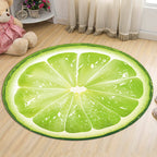 Green and Orange Children's Carpet Polyester Fruit Pattern Rug Pet Friendly Washable Non-Slip Backing Area Rug for Decoration