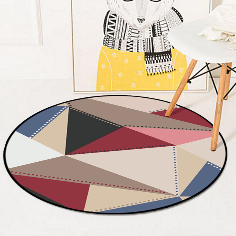 Colorful Geometric Pattern Carpet Multicolor Modernist Carpet Polyester Washable Pet-Friendly Non-Slip Carpet for the Study