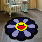 Kids Floral Pattern Rug Pink and Green Polyester Rug Washable Pet Friendly Non-Slip Rug for the Children's Room