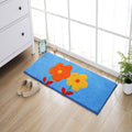 Blue and orange children's carpet polyester leaf and flower pattern carpet pet-friendly washable non-slip backing carpet for decoration