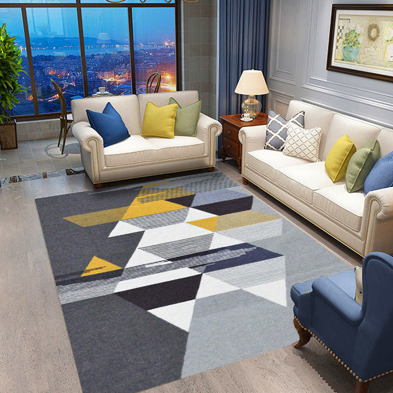 Casual geometric patterned rug with stripes Multicolored Nordic rug Polyester Pet-friendly Non-slip backing Washable rug for the living room