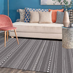 Retro striped pattern rug gray polyester washable pet-friendly non-slip rug for living room