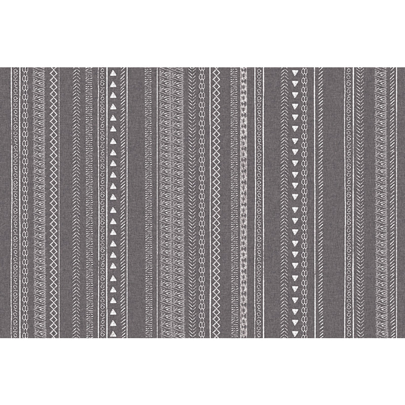 Retro striped pattern rug gray polyester washable pet-friendly non-slip rug for living room