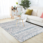 Retro striped pattern rug gray polyester washable pet-friendly non-slip rug for living room