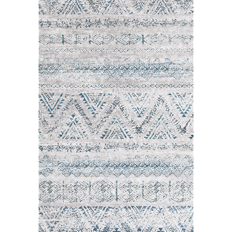 Retro striped pattern rug gray polyester washable pet-friendly non-slip rug for living room