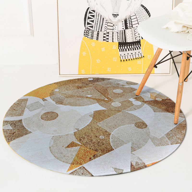 Contemporary geometric patterned rug Yellow and Black Polyester rug Washable Pet-friendly non-slip rug for the living room