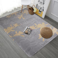 Unique Botanical Pattern Carpet Gray Modern Carpet Polyester Washable Pet-Friendly Non-Slip Carpet for the Living Room