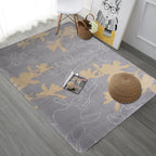 Unique Botanical Pattern Carpet Gray Modern Carpet Polyester Washable Pet-Friendly Non-Slip Carpet for the Living Room