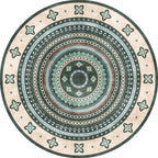 Moroccan tribal circles pattern rug multicolor boho rug polyester pet-friendly non-slip backing washable area rug for the living room