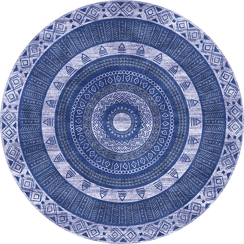 Moroccan tribal circles pattern rug multicolor boho rug polyester pet-friendly non-slip backing washable area rug for the living room