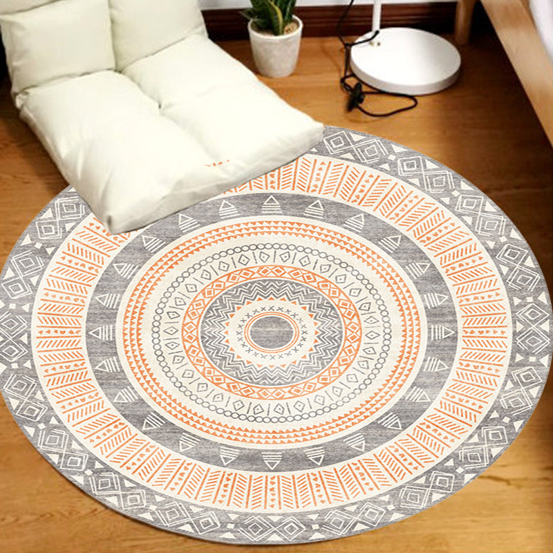 Moroccan tribal circles pattern rug multicolor boho rug polyester pet-friendly non-slip backing washable area rug for the living room