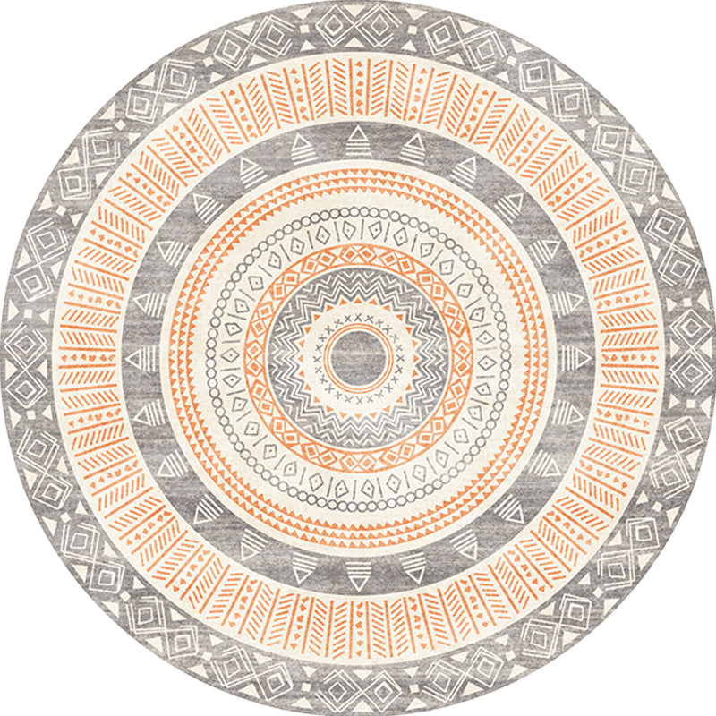 Moroccan tribal circles pattern rug multicolor boho rug polyester pet-friendly non-slip backing washable area rug for the living room