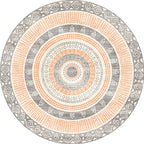 Moroccan tribal circles pattern rug multicolor boho rug polyester pet-friendly non-slip backing washable area rug for the living room