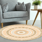 Moroccan tribal circles pattern rug multicolor boho rug polyester pet-friendly non-slip backing washable area rug for the living room