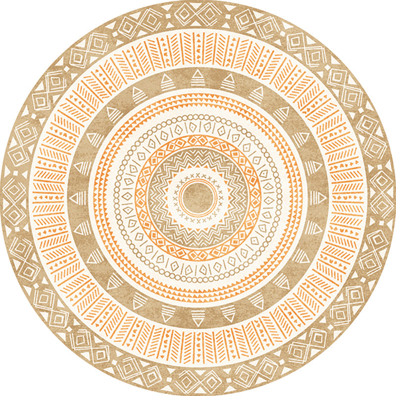 Moroccan tribal circles pattern rug multicolor boho rug polyester pet-friendly non-slip backing washable area rug for the living room