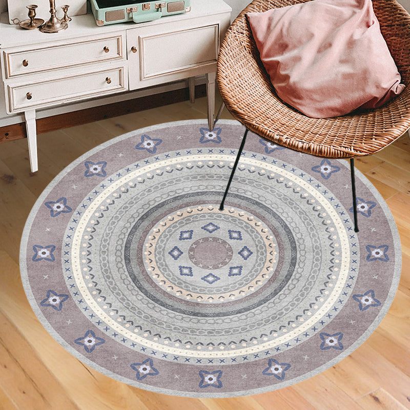 Moroccan tribal circles pattern rug multicolor boho rug polyester pet-friendly non-slip backing washable area rug for the living room