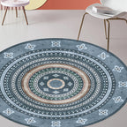 Moroccan tribal circles pattern rug multicolor boho rug polyester pet-friendly non-slip backing washable area rug for the living room