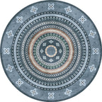 Moroccan tribal circles pattern rug multicolor boho rug polyester pet-friendly non-slip backing washable area rug for the living room