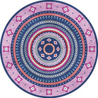 Moroccan tribal circles pattern rug multicolor boho rug polyester pet-friendly non-slip backing washable area rug for the living room