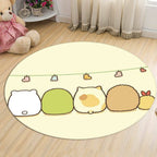 Green and Blue Children's Rug Polyester Cartoon Character Pattern Rug Pet Friendly Washable Non-Slip Back Carpet for Decoration