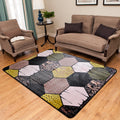 New Arrival Geometric Pattern Rug Black Polyester Rug Washable Pet-Friendly Non-Slip Area Rug for Living Room