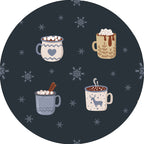 Kids Coffee Pattern Rug Black Polyester Rug Washable Pet Friendly Non-Slip Area Rug for the Children's Room