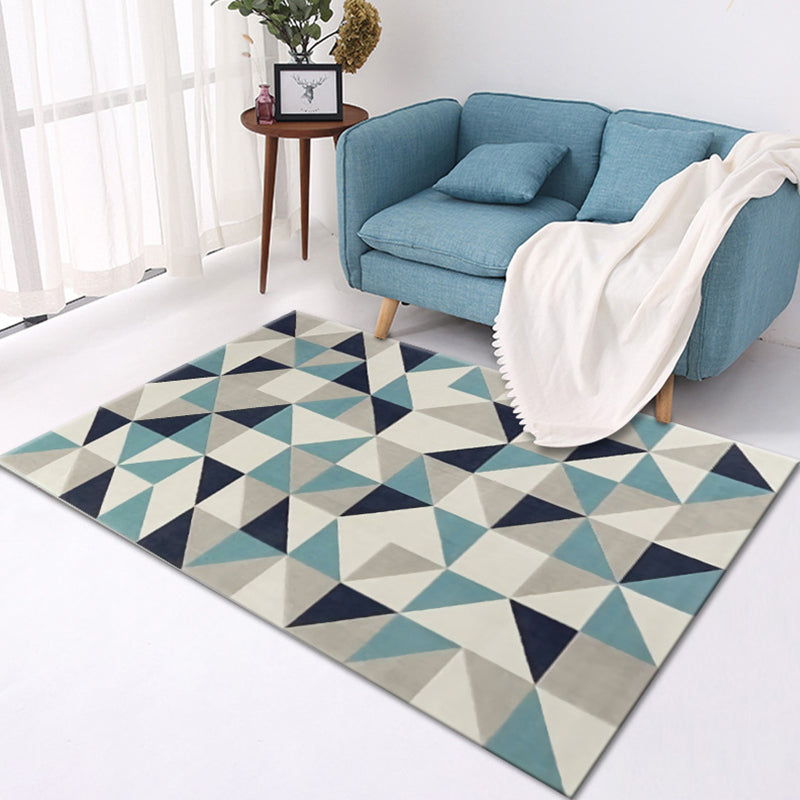 Stylish geometric rug multicolor contemporary rug polyester pet-friendly non-slip backing washable rug for the living room