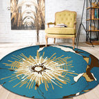 Contemporary radial patterned rug Blue Synthetic rug Washable Pet-friendly non-slip rug for the living room