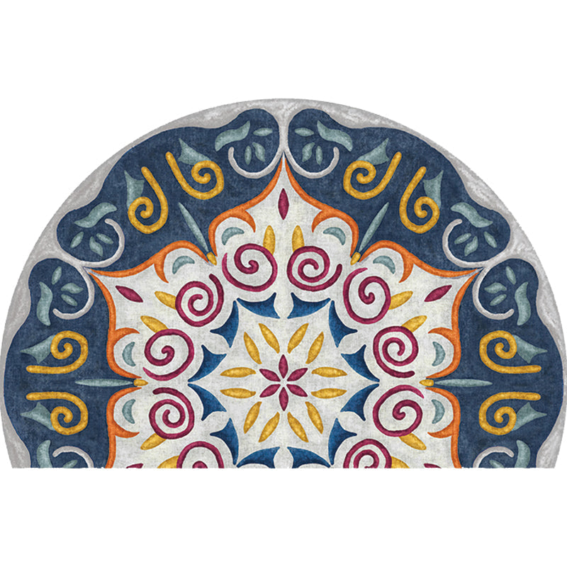 Moroccan tribal floral pattern rug multicolored polyester rug machine washable pet friendly non-slip doormat for the living room