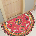 Moroccan tribal floral pattern rug multicolored polyester rug machine washable pet friendly non-slip doormat for the living room