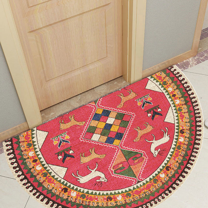 Moroccan tribal floral pattern rug multicolored polyester rug machine washable pet friendly non-slip doormat for the living room