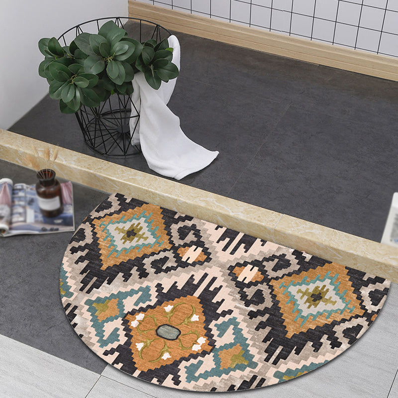 Moroccan tribal floral pattern rug multicolored polyester rug machine washable pet friendly non-slip doormat for the living room