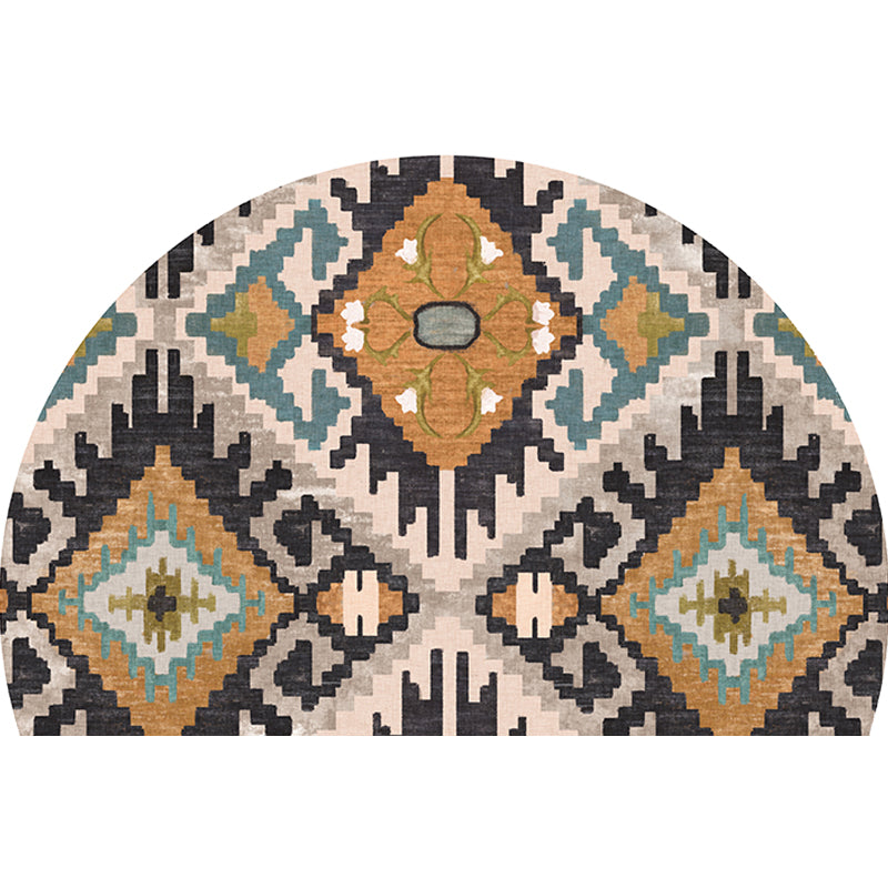 Moroccan tribal floral pattern rug multicolored polyester rug machine washable pet friendly non-slip doormat for the living room