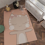 Unique cartoon animal pattern rug with star black and pink children's rug polyester washable pet-friendly non-slip rug for children's room