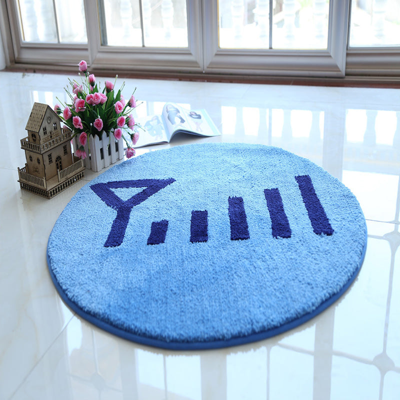 Blue and Red Children's Carpet Polyester Home and Battery Pattern Carpet Pet Friendly Washable Non-Slip Back Carpet for Decoration