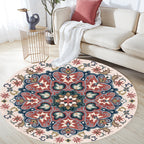 Unique Flower Pattern Rug Colorful Moroccan Rug Polyester Pet Friendly Non-Slip Back Washable Rug for the Living Room
