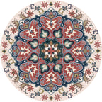Unique Flower Pattern Rug Colorful Moroccan Rug Polyester Pet Friendly Non-Slip Back Washable Rug for the Living Room