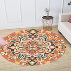 Unique Flower Pattern Rug Colorful Moroccan Rug Polyester Pet Friendly Non-Slip Back Washable Rug for the Living Room